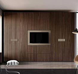 Armadio camera letto con vano tv, Noce Moro e Visone