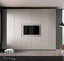 Armadio camera letto con vano tv, Grigio Seta