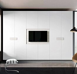 Armadio camera letto con vano tv, Bianco Opaco e Altea