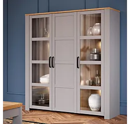 Vetrina Rovere grigio e Riviera, 3 ante, L.151 H.160