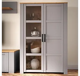 Vetrina Rovere grigio e Riviera, 2 ante, L.106 H.160