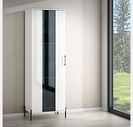 Vetrina ad un anta Bianca lucido con piedini neri