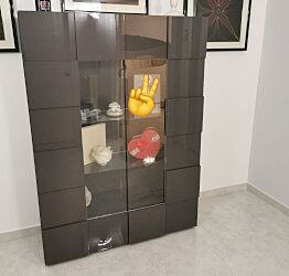 Moderna Vetrina di Design Grigio a due ante