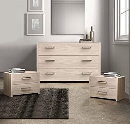 Set comò e comodini Olmo natura, maniglie in metallo