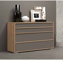 Comò moderno Noce biondo e Grigio cenere