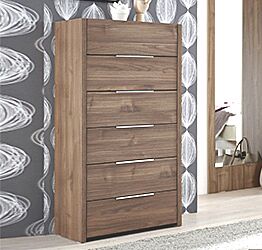 Conveniente Settimino moderno con 6 cassetti, Noce stelvio