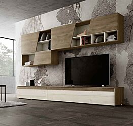 Parete attrezzata moderna finitura Quercia e Rovere sbiancato