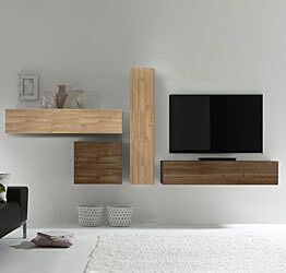 Parete attrezzata moderna di design, Noce Dark e Noce Stelvio - 321x169 cm