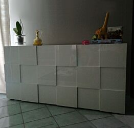 ACQUISTA ANCHE TU Madia dal design moderno a 3 ante, Grigia lucida