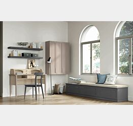 Scrivania con sopralzo, finitura Magnolia e Canapa