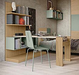 Scrivania con pannello attrezzato in Noce biondo e Orzo