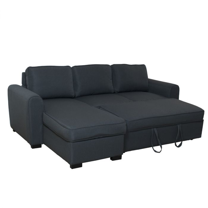 Divano letto trasformabile Ultra Magnus con penisola in tessuto grigio scuro