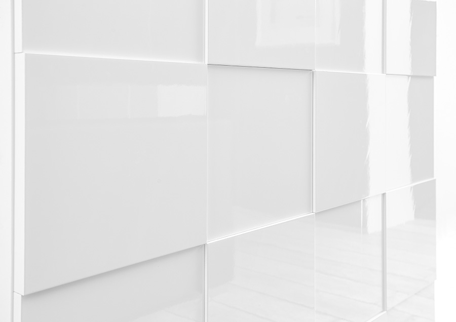 Credenza Moderna, Madia di Design, 2 ante Alta, Bianco Lucido