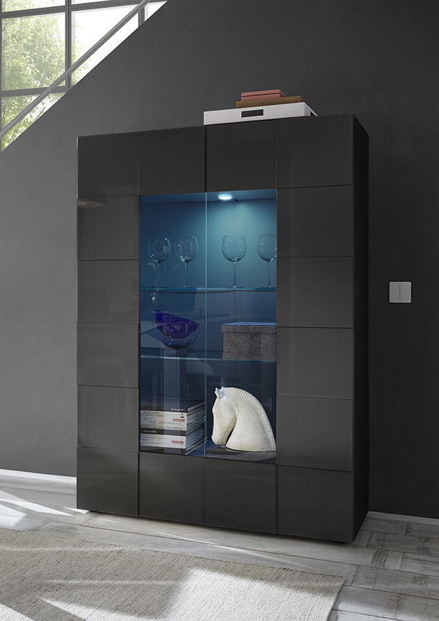 Vetrina di Design Grigio a due ante