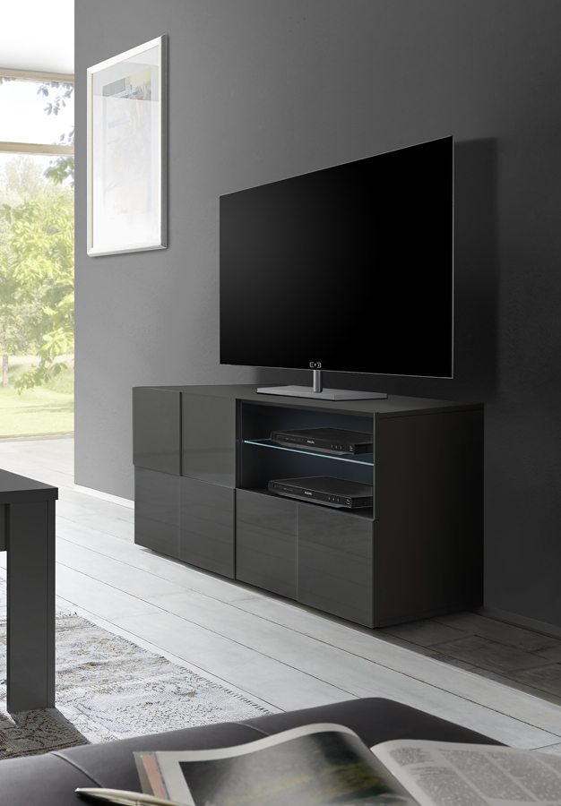 Mobile porta TV di Design Grigio ad un anta e un cassetto