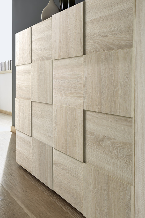 Credenza Moderna, Madia di Design, 3 ante, Rovere Samoa