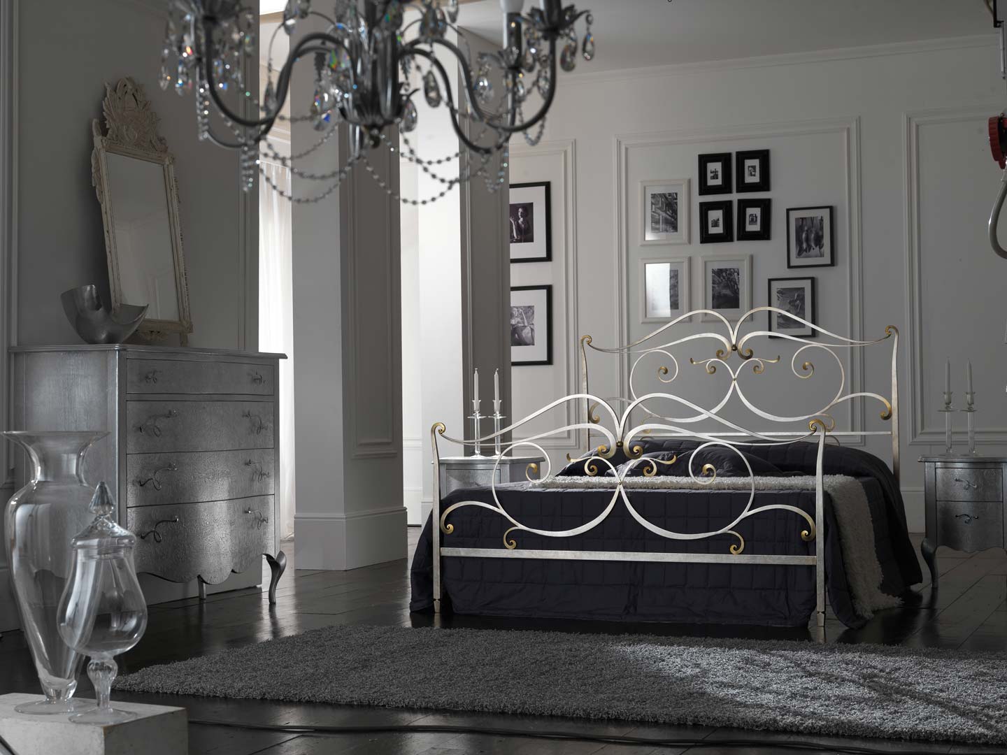 letto matrimoniale in ferro marrone anticato oro