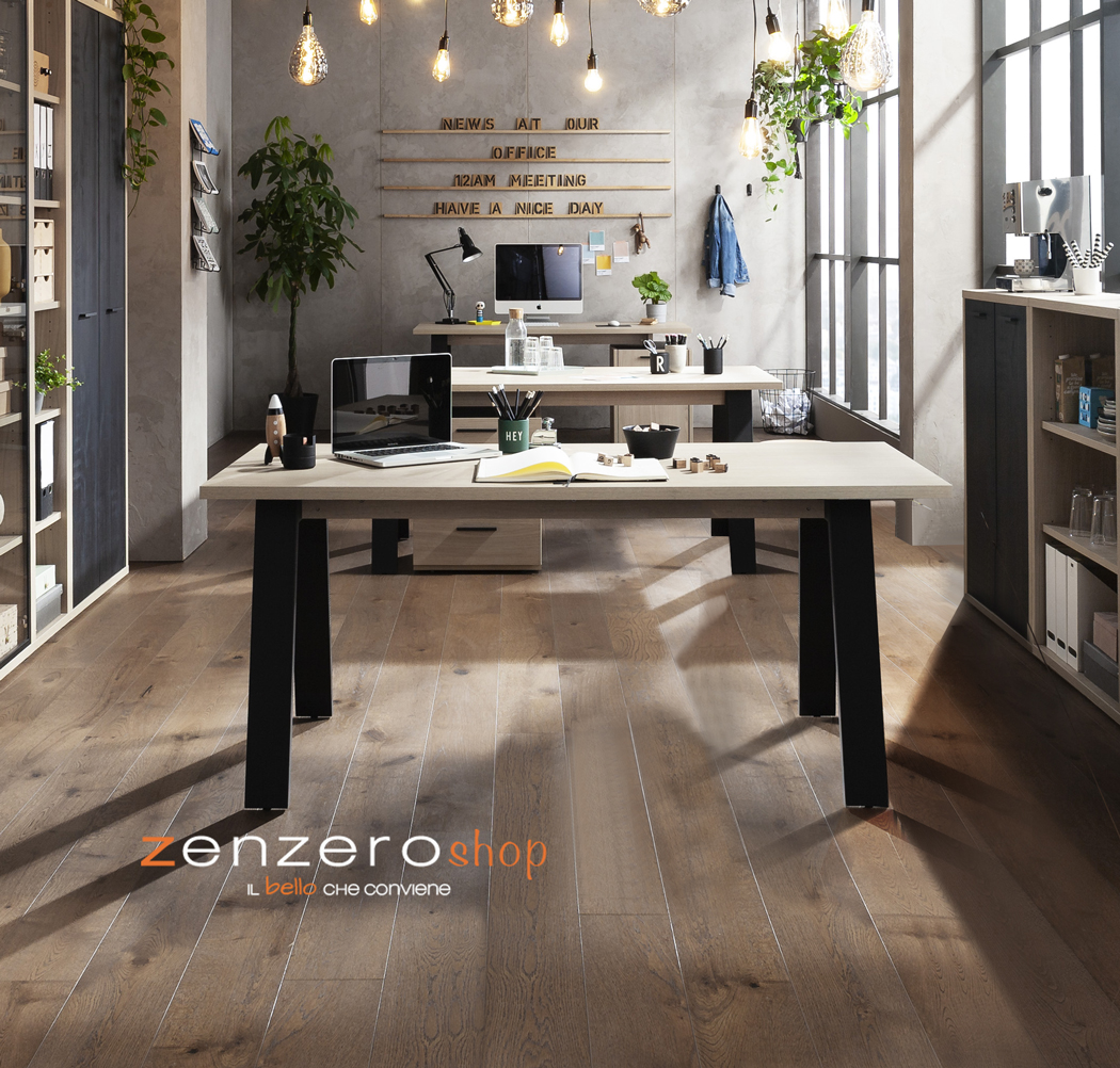 Tavolo moderno Leonardo in finitura Rovere e Nero chalet