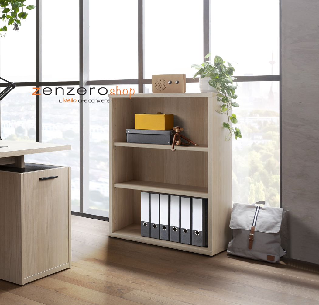 Libreria Leonardo con 2 ripiani in finitura Rovere