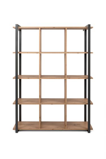 Soggiorno moderno stile Industry in finitura Antracite e Rovere nodato 