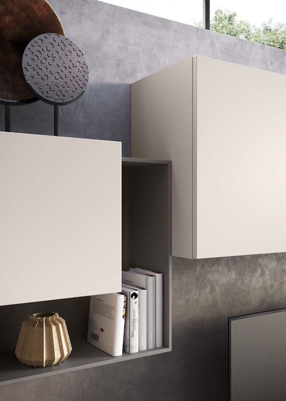 Parete attrezzata moderna Michigan in finitura Cachemire e  Grigio londra 