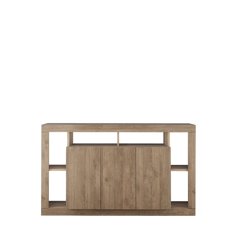 Credenze moderna a 3 ante, finitura Mercure, Made in Italy