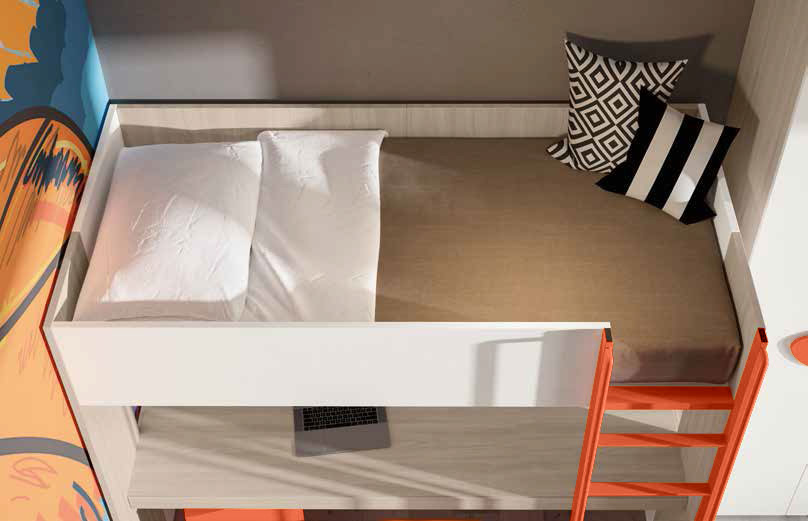 Letto a castello multifunzione con zona studio Spring Zenzero Shop