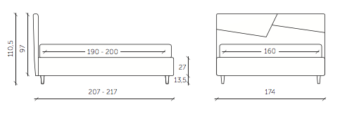 Letto contenitore Diadema in ecopelle in finitura grigio perla, tortora ed antracite