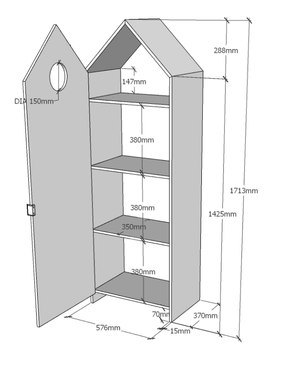 Armadietto per camerette moderno, disponibile in 4 finiture