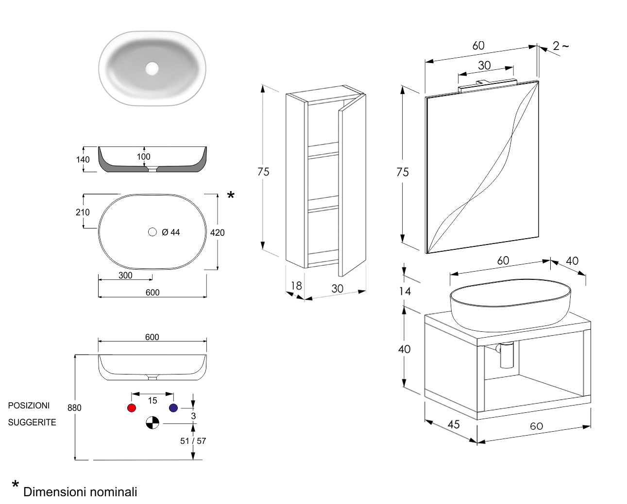 Mobiletto da bagno moderno, Niagara 4