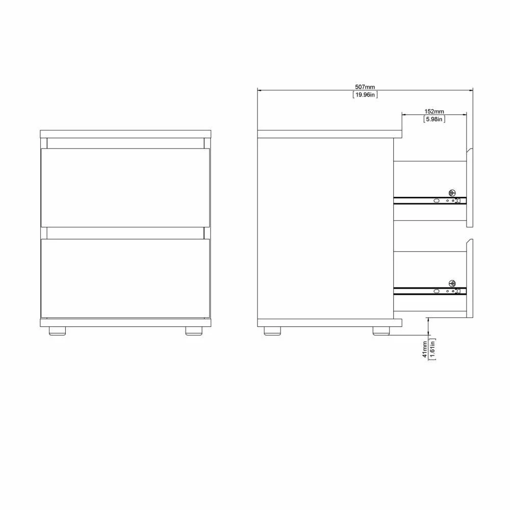 comodino con due cassetti 