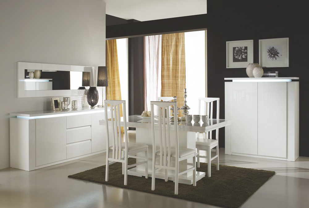 Tavolo bianco lucido fisso L.160, Made in Italy