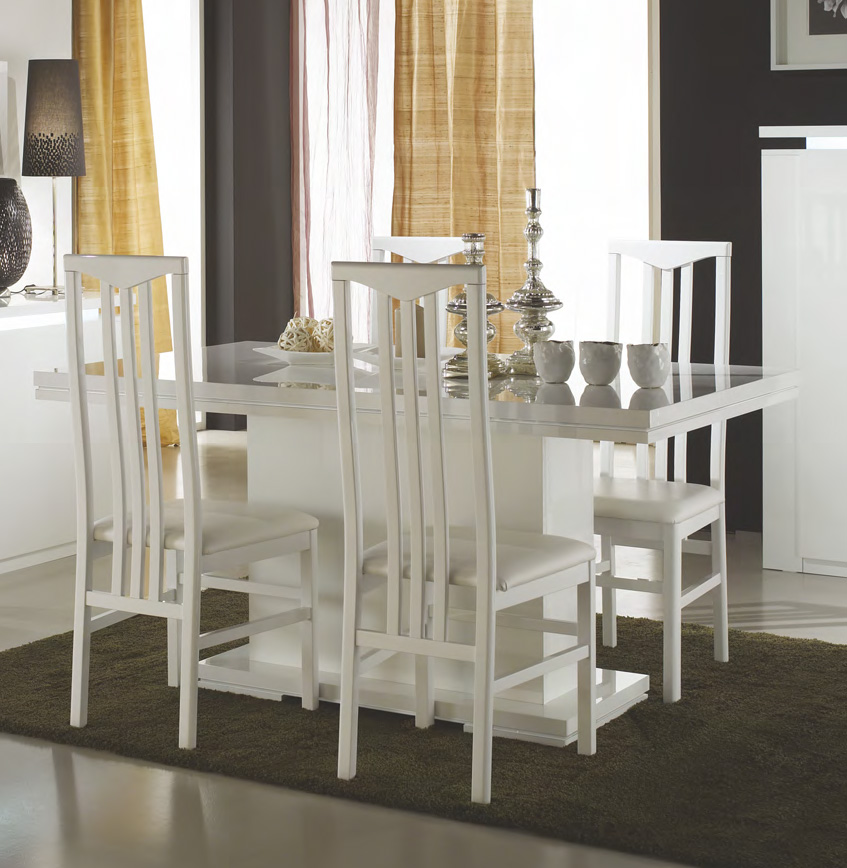 Tavolo bianco lucido fisso L.160, Made in Italy