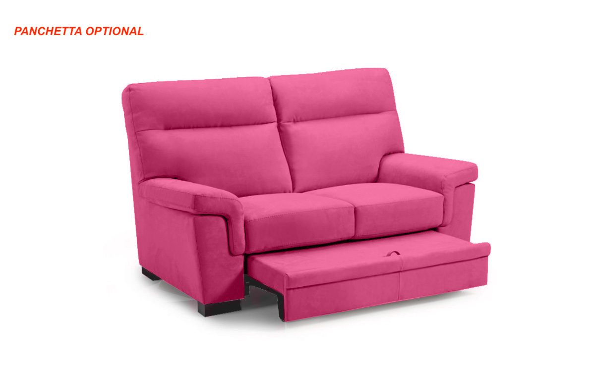 Divano Kim rosa Lampone, divano moderno a 2 posti
