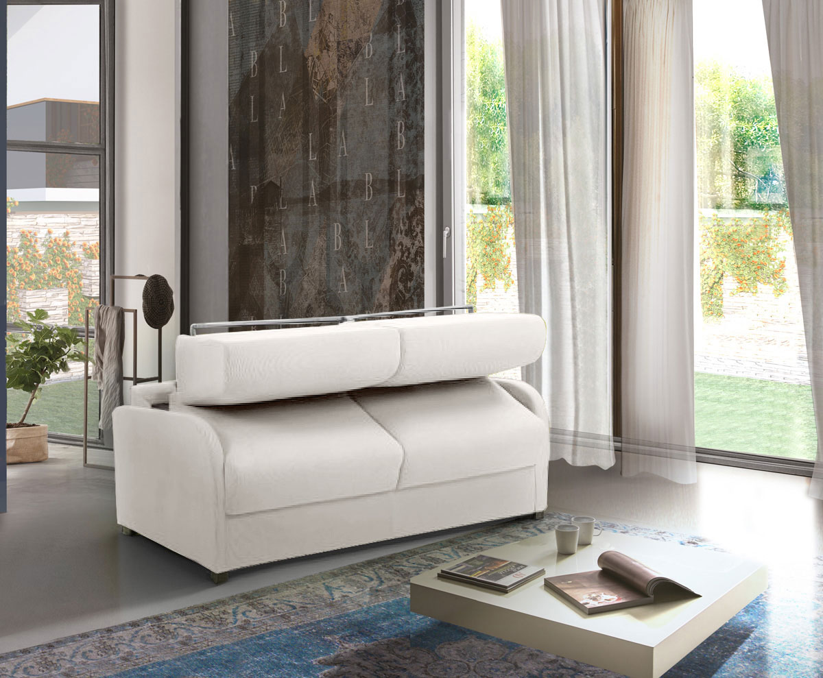 Divano letto Charlie Latte, 3 posti 