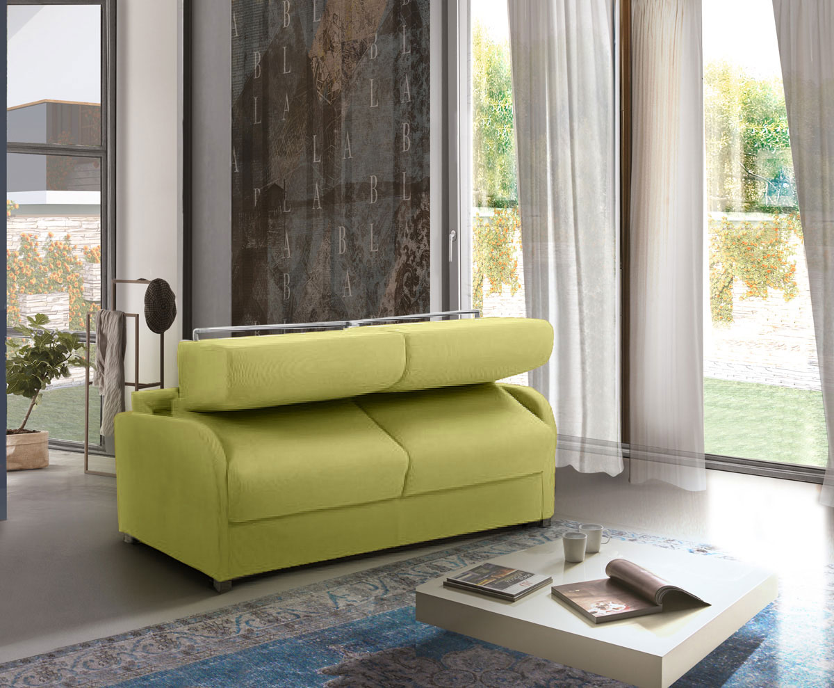 Divano letto Charlie a 3 posti, finitura tessuto Prato