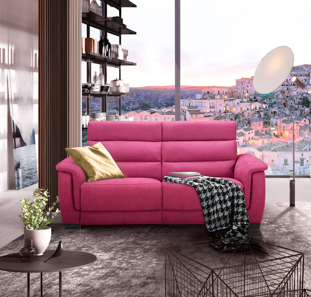 Divano Vale rosa Lampone, divano moderno a due posti