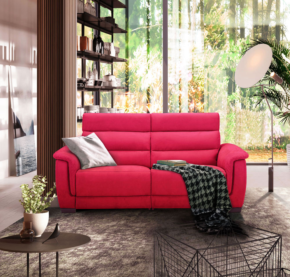 Divano rosso fragola Vale, divano moderno 2 posti