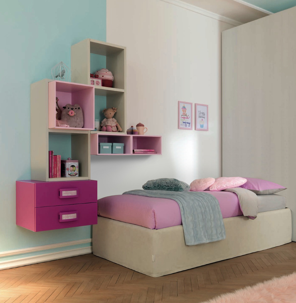 Divano letto box Lima Moretti Compact, Nebbia e Perla