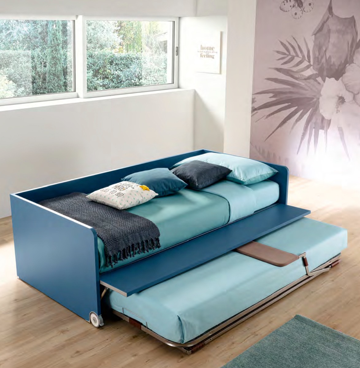 Divano letto Fillet Moretti Compact con secondo letto estraibile, Blu navy