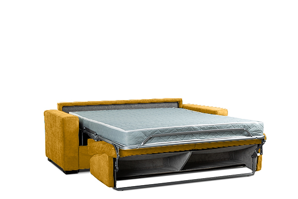 Divano letto 3 posti Giallo grano, sfoderabile