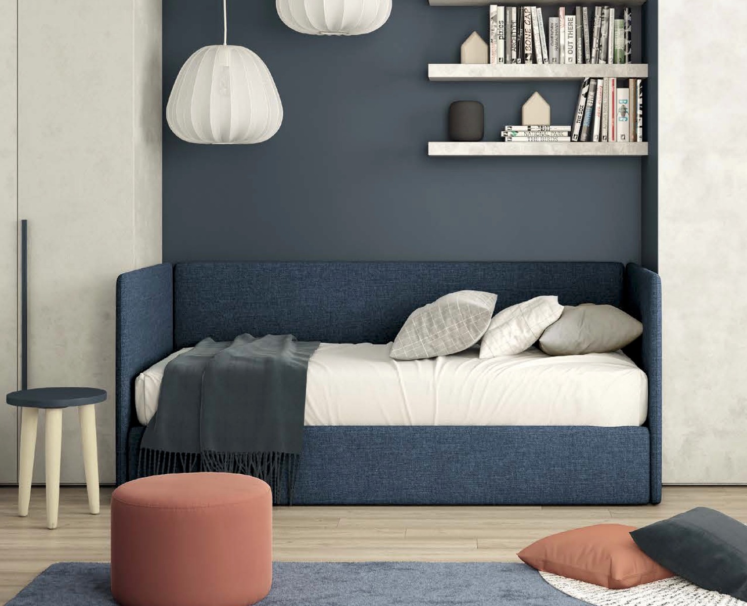 Divano letto con secondo letto estraibile, sistema di sollevamento automatico