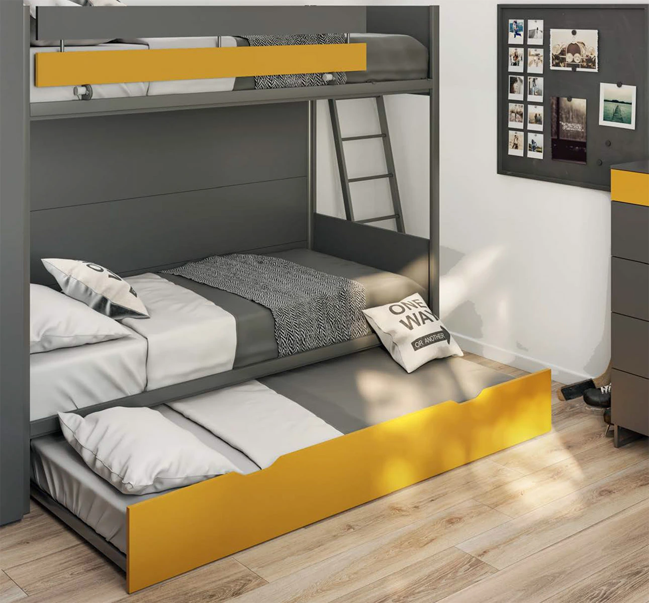 cameretta gialla con letto castello