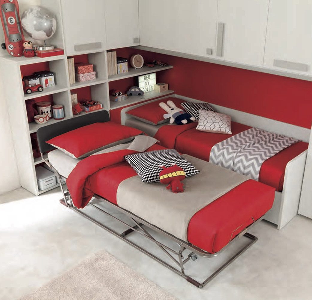 Divano letto Fillet con secondo letto ad estrazione Moretti Compact, Betulla