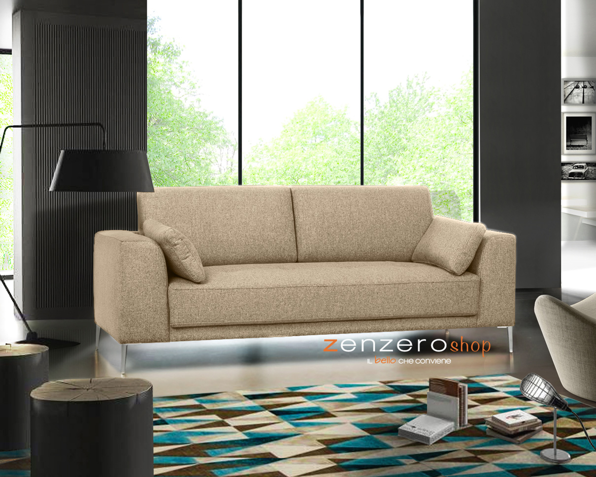 Divano Ortles moderno, 3 posti, con piedino alto 15 cm, made in Italy