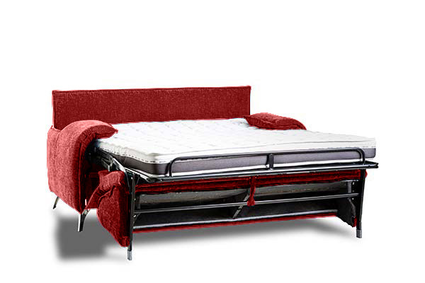 Divano letto K2 in tessuto sfoderabile Amaranto, 2 posti