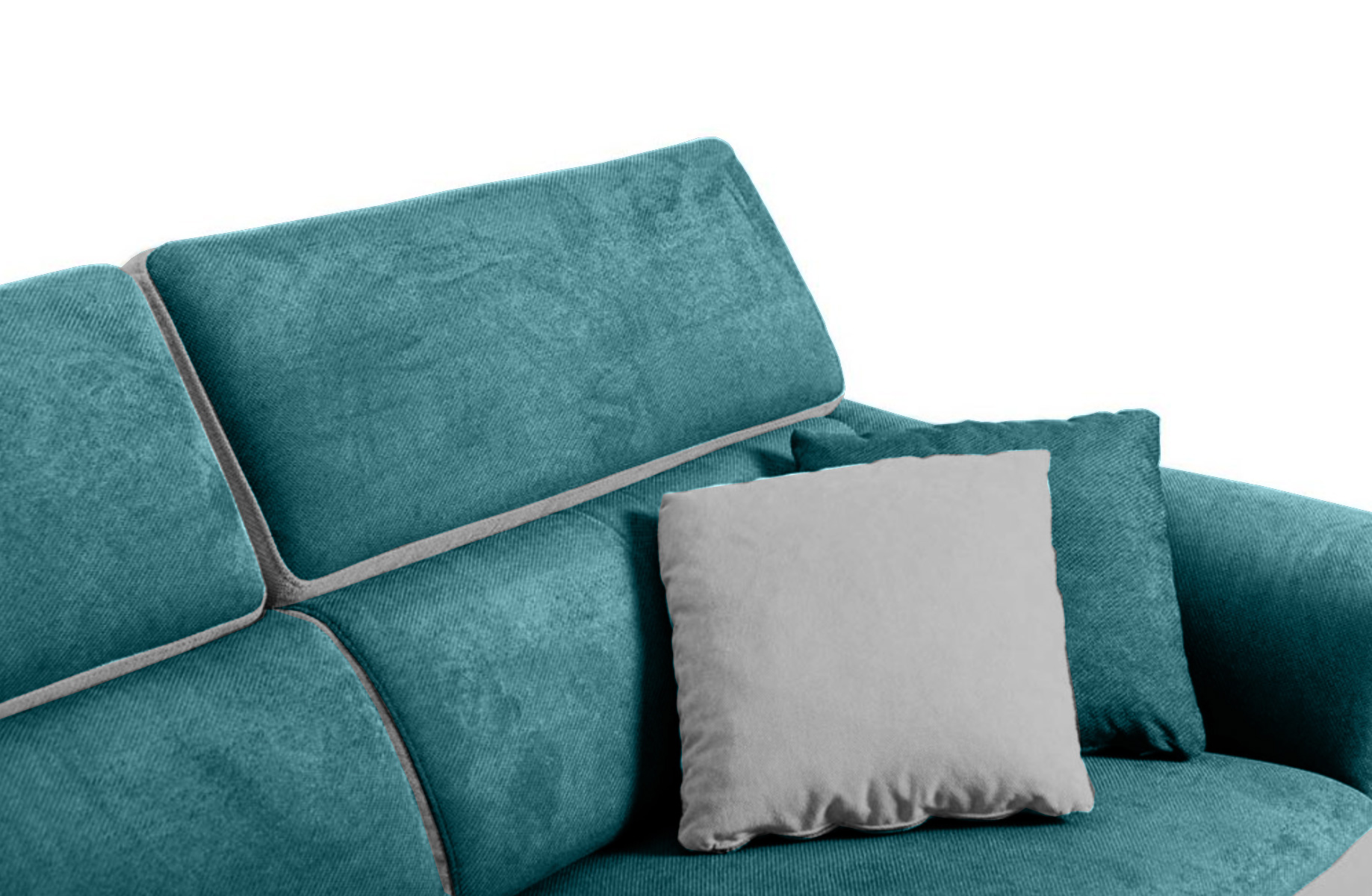 Divano Makalu, 3 posti, colore verde smeraldo e grigio, made in Italy