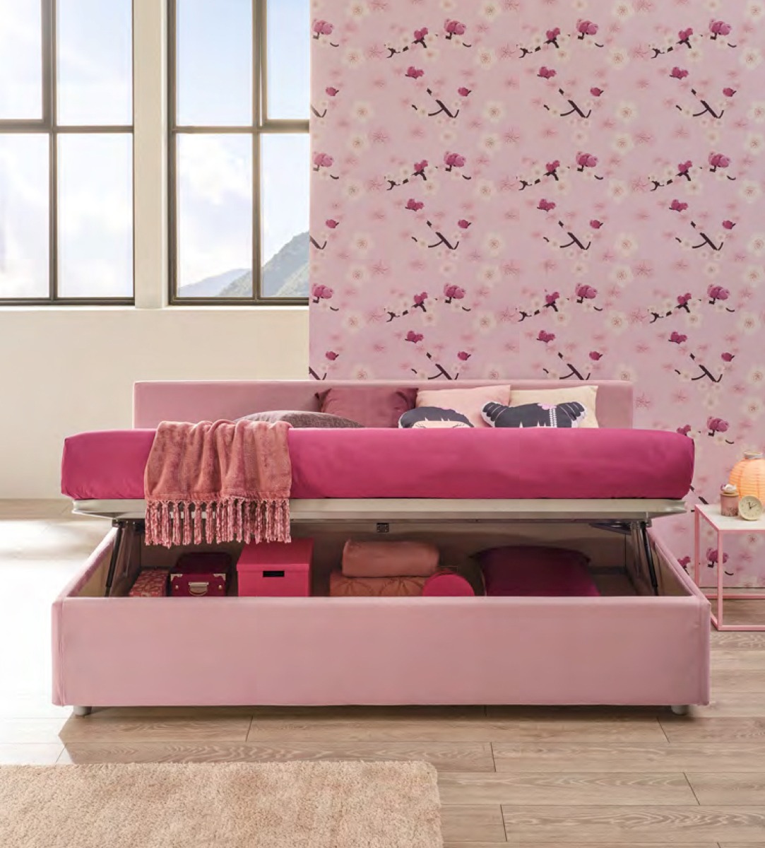 Divano letto imbottito Tango Moretti Compact, 1 piazza e mezza, Flamingo velvet