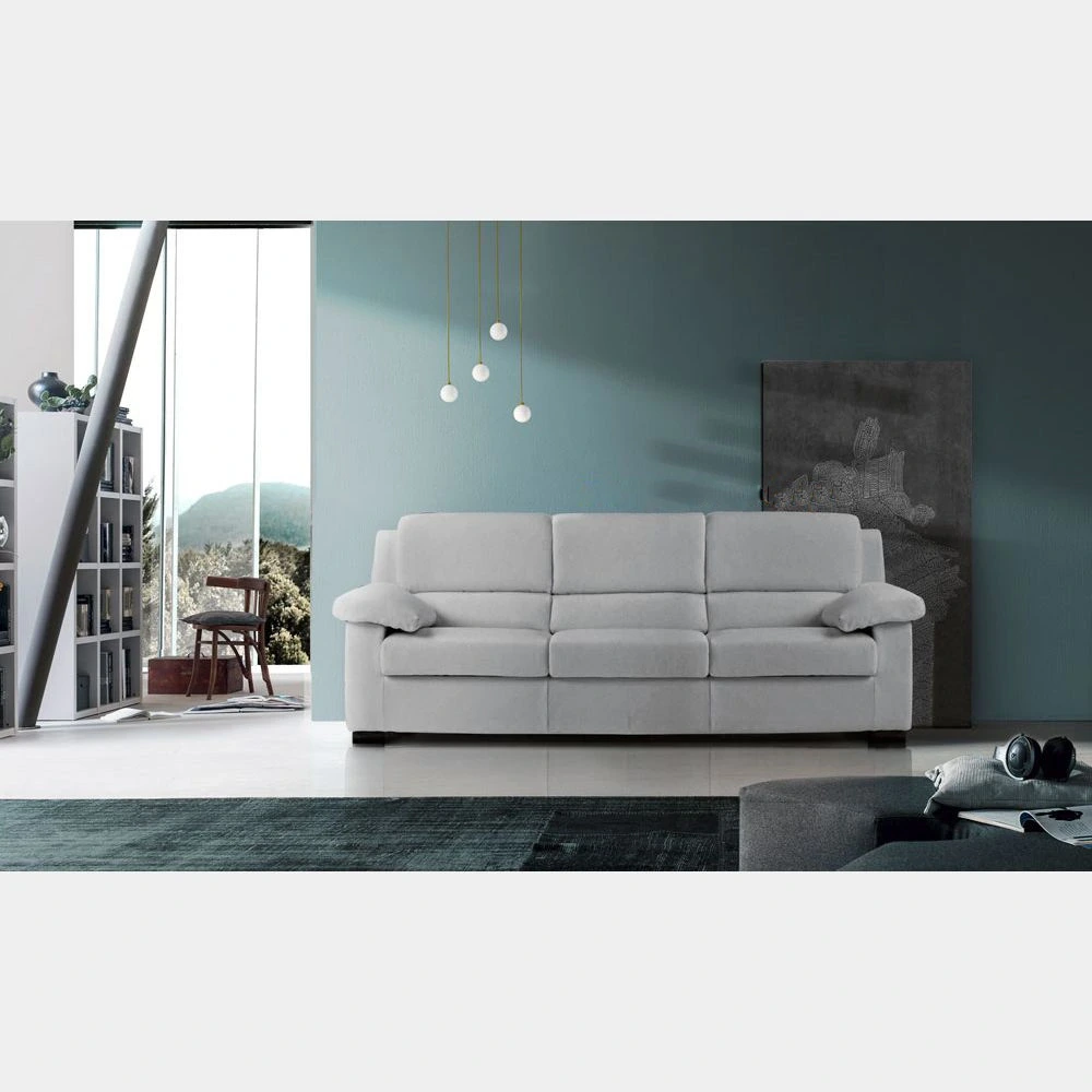 Divano tessuto Grigio chiaro Ginevra a 3 posti, sfoderabile