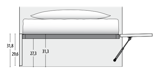 Divano letto Hill Moretti Compact con cassettoni, Quarzo e Mattone